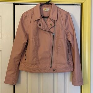 Boden denim jacket, pink, worn once! As new! Zippered pockets, so cute!